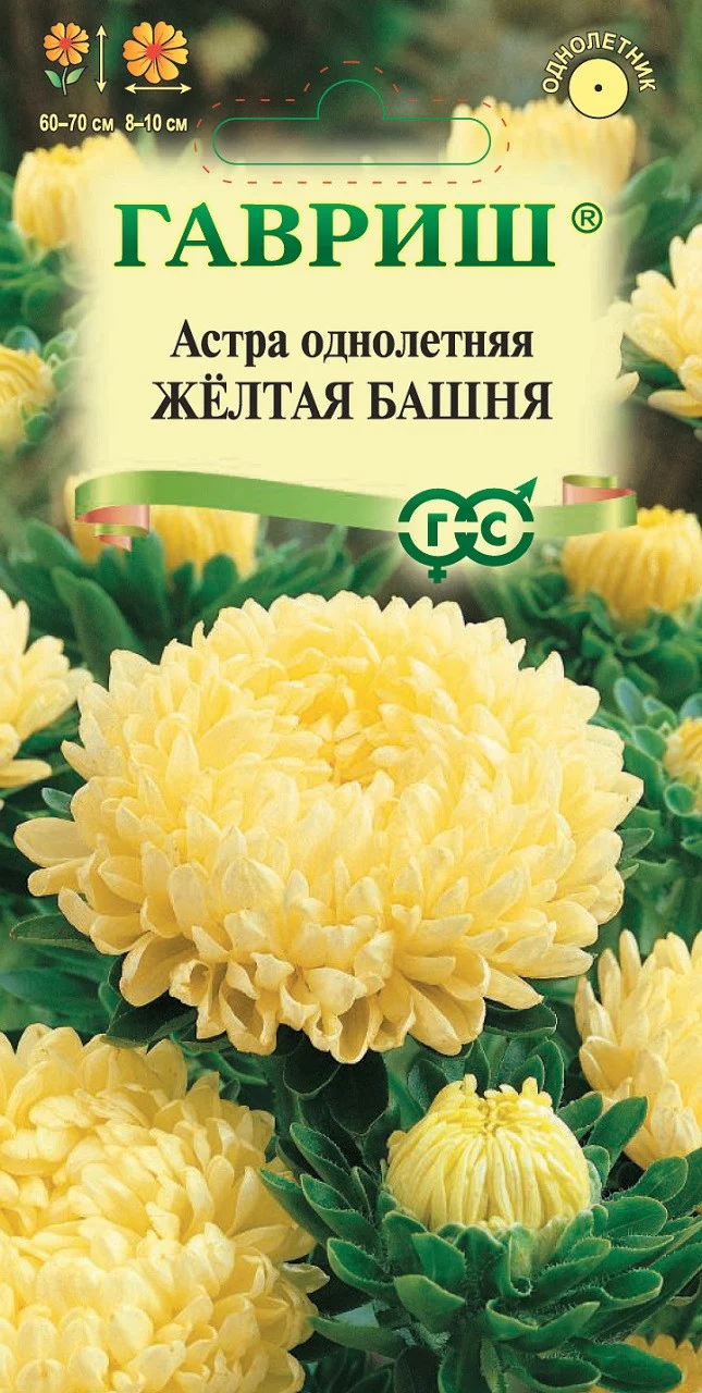 Астра Желтая башня, однолетняя (пионовидная) 0,3 г