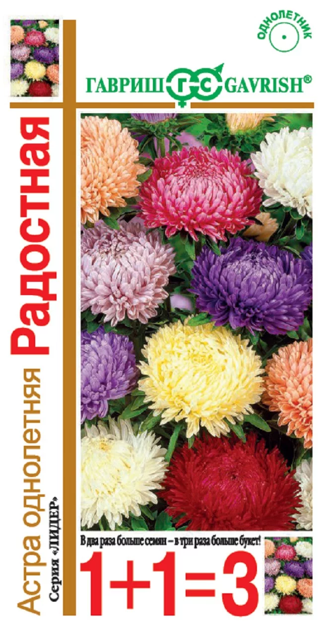 Астра Букет роскошный школьный, однолетняя (срез. смесь) 0,5 г серия 1+1